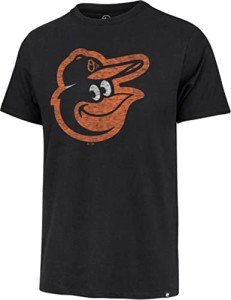47 MLB Men's Distressed Imprint Match Team Color Primary Logo Word Mark T-Shirt (Baltimore Orioles Black, X-Large)