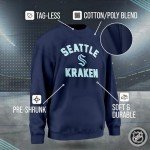 Wright & Ditson Adult NHL Gameday Crewneck Sweatshirt - Pre-Shrunk Fleece Blend - Officially Licensed Unisex Hockey Pullover (Seattle Kraken - Navy, Large)