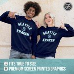 Wright & Ditson Adult NHL Gameday Crewneck Sweatshirt - Pre-Shrunk Fleece Blend - Officially Licensed Unisex Hockey Pullover (Seattle Kraken - Navy, Large)