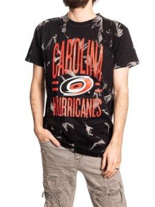 Calhoun Surf & Skate NHL Mens Crystal Tie Dye Short Sleeve T-Shirt - The Sunset Collection (Large, Carolina Hurricanes)