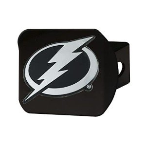 FANMATS 25108 Tampa Bay Lightning Black Metal Hitch Cover with Metal Chrome 3D Emblem,3.4"x4"