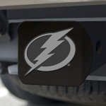 FANMATS 25108 Tampa Bay Lightning Black Metal Hitch Cover with Metal Chrome 3D Emblem,3.4"x4"
