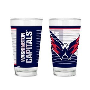 Rico Industries NHL Hockey Washington Capitals 16 oz Pint Glasses with Digitally Printed Logo, Set of 2 Classic Drinking Glasses, for Fans, Dishwasher Safe