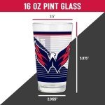 Rico Industries NHL Hockey Washington Capitals 16 oz Pint Glasses with Digitally Printed Logo, Set of 2 Classic Drinking Glasses, for Fans, Dishwasher Safe