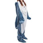 inkArts Shark Blanket Hoodie Adult, Wearable Shark Blanket, Shark Sleeping Bag, Soft Cozy Warm Flannel Hoodie, Shark Blanket Onesie