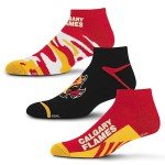 For Bare Feet NHL Calgary Flames CAMO BOOM 3 Pack Ankle Sock Team Colors Large