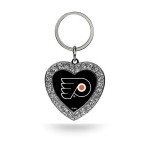 Rico Industries NHL Philadelphia Flyers Metal Rhinestone Heart Keychain 1.38 x 3-"