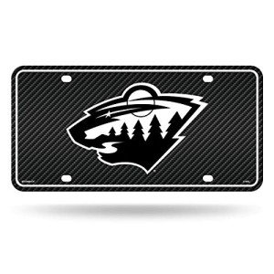 Rico Industries NHL Minnesota Wild Carbon Fiber Metal Auto Tag 8.5" x 11" - Great for Truck/Car/SUV