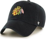 47 NHL Team Color Alternate Primary Logo Clean Up Adjustable Cap Dad Hat, Adult One Size Fits All - Chicago Blackhawks Black
