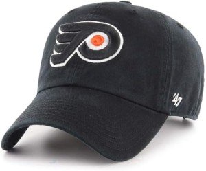 47 NHL Team Color Alternate Primary Logo Clean Up Adjustable Cap Dad Hat, Adult One Size Fits All - Philadelphia Flyers Black