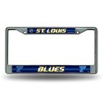 Rico Industries NHL Bling Chrome License Plate Frame with Glitter Accent, St. Louis Blues,Team Color,6 x 12.25-inches