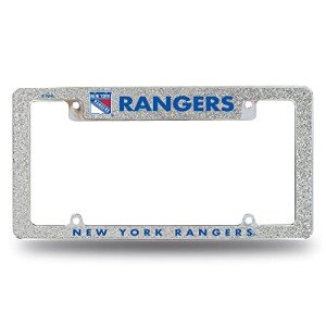 Rico Industries NHL Hockey New York Rangers Silver Chrome All Over Automotive Bling License Plate Frame