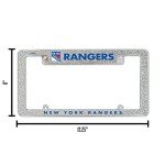 Rico Industries NHL Hockey New York Rangers Silver Chrome All Over Automotive Bling License Plate Frame