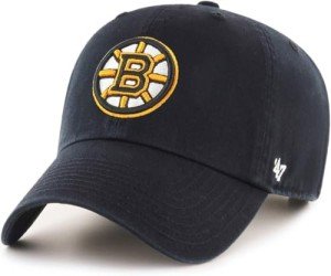 47 NHL Team Color Alternate Primary Logo Clean Up Adjustable Cap Dad Hat, Adult One Size Fits All - Boston Bruins Black