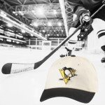 AMERICAN NEEDLE Pittsburgh Penguins NHL Blue Line Adjustable Snapback Baseball Hat, Ivory/Black (EM004A-PPN-IBLK)