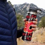 Rico Industries NHL Hockey Calgary Flames 22oz Stainless Steel Tumbler with Lid - Great For Coffee, Tea, Water or Cocktails