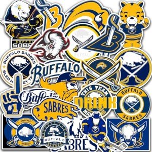 25 PCS Buffalo American Hockey Sabres Stickers for Water Bottle, Laptop, Bicycle, Computer, Motorcycle, Travel Case, Car Decal Decoration Sticker