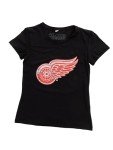 Calhoun NHL Surf & Skate Women's Distressed Print Fitted Crew Neck Premium T-Shirt (Detroit Red Wings, X-Large)