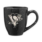Rico Industries NHL Hockey Pittsburgh Penguins Black 16 oz Team Color Laser Engraved Speckled Ceramic Coffee Mug