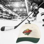 AMERICAN NEEDLE Minnesota Wild NHL Blue Line Adjustable Snapback Baseball Hat, Ivory/Dark Green (EM004A-MNW-IDGR)
