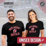 Wright & Ditson NHL Adult Game Day Unisex T-Shirt - 100% Cotton - Tagless Hockey Tee - Short Sleeve - Comfortable and Lightweight (New Jersey Devils - Black, Large)