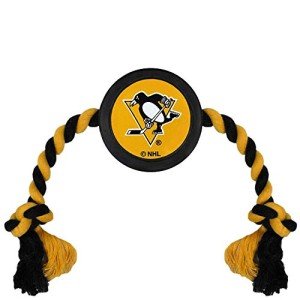 Pets First NHL Pittsburgh Penguins Puck Toy for Dogs & Cats. Play Hockey with Your Pet with This Licensed Dog Tough Toy Reward!
