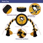 Pets First NHL Pittsburgh Penguins Puck Toy for Dogs & Cats. Play Hockey with Your Pet with This Licensed Dog Tough Toy Reward!
