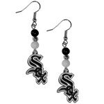 Chicago White Sox Fan Bead Dangle Earrings