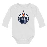 Outerstuff NHL Newborn & Infants 0-24 Months Primary Logo Long Sleeve Bodysuit Creeper Romper (Edmonton Oilers - White, 3/6 Months)