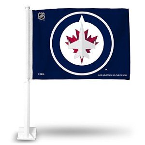 Rico Industries NHL Winnipeg Jets Standard Double Sided Double Sided Car Flag - 16" x 19" - Strong Pole that Hooks Onto Car/Truck/Automobile