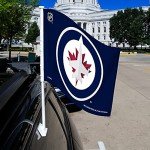 Rico Industries NHL Winnipeg Jets Standard Double Sided Double Sided Car Flag - 16" x 19" - Strong Pole that Hooks Onto Car/Truck/Automobile