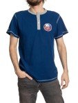 Calhoun NHL Surf & Skate Mens Short Sleeve Henley Waffle Shirt (New York Islanders, Medium)