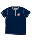 Calhoun NHL Surf & Skate Mens Short Sleeve Henley Waffle Shirt (New York Islanders, Medium)