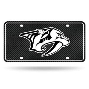 Rico Industries NHL Nashville Predators Carbon Fiber Metal Auto Tag 8.5" x 11" - Great for Truck/Car/SUV