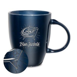 Rico Industries NHL Hockey Columbus Blue Jackets Sunburst 18oz Laser Engraved Ceramic Lustre Mug