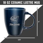Rico Industries NHL Hockey Columbus Blue Jackets Sunburst 18oz Laser Engraved Ceramic Lustre Mug