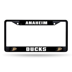 Rico Industries NHL Hockey Anaheim Ducks Black Chrome Frame with Plastic Inserts 12" x 6" Car/Truck Auto Accessory
