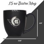 Rico Industries NHL Hockey Ottawa Senators 15oz Laser Engraved Matte Black Ceramic Bistro Mug - For Hot or Cold Drinks
