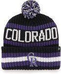 47 MLB Unisex-Adult Officially Licensed Primary Logo Bering Sport Knit Cuffed Pom Beanie Cold Weather Hat - Colorado Rockies Black