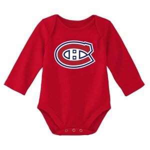 Outerstuff NHL Newborn & Infants 0-24 Months Primary Logo Long Sleeve Bodysuit Creeper Romper (Montreal Canadiens - Red, 3/6 Months)
