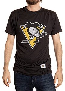 NHL Mens Loose Fit Performance Rashguard Wicking Short Sleeve Shirt (Pittsburgh Penguins, Medium)