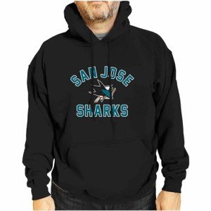 Wright & Ditson Adult NHL Gameday Hooded Sweatshirt - Officially Licensed - Fleece Hockey Pullover - Unisex Hoodie (San Jose Sharks - Black, X-Large)