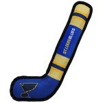 Pets First Dog Toy Tough Nylon with Inner Squeaker Licensed by NHL St. Louis Blues Hockey Stick Toy for Dogs & Cats. Play Hockey with Your Pet with This Licensed Dog Tough Toy