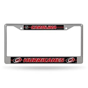 Rico Industries NHL Carolina Hurricanes Bling Chrome License Plate Frame with Glitter Accent , 6 x 12.25-"