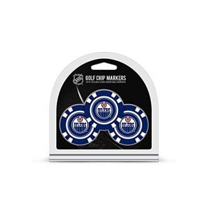 Team Golf NHL Edmonton Oilers 3 Pack Golf Chip Ball Markers, Poker Chip Size with Pop Out Smaller Double-Sided Enamel Markers