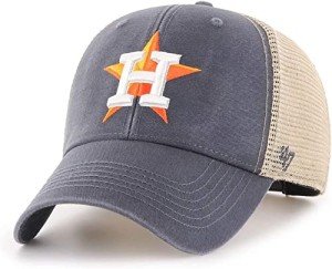 47 Brand MLB Team Color Flagship Mesh Trucker Primary Logo MVP Adjustable Structure Baseball Cap Hat, Adult One Size Fits All - Houston Astros Navy