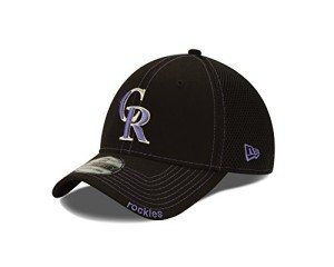 MLB Colorado Rockies Neo Fitted Baseball Cap, Black, Small/Medium