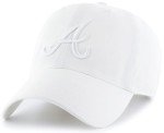 '47 MLB White/White Primary Logo Clean Up Adjustable Strap Hat Cap, Adult One Size Fits All (Atlanta Braves)