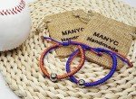 Handmade Braided Bracelets Baseball Gifts for Boys Adjustable Wristbands with Baseball Beads, Inspirational Baseball Bracelets for Girls Teens Adults (Blue Orange 2PCS)