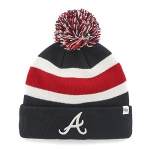 47 MLB Unisex-Adult Primary Logo Breakaway Team Color Primary Logo Cuffed Knit Beanie Hat Cold Weather Hat, One Size - Atlanta Braves Navy